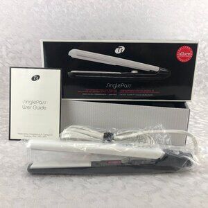T3 SinglePass Ceramic Flat Iron White & Black w/Rhinestones on Handle New in Box
